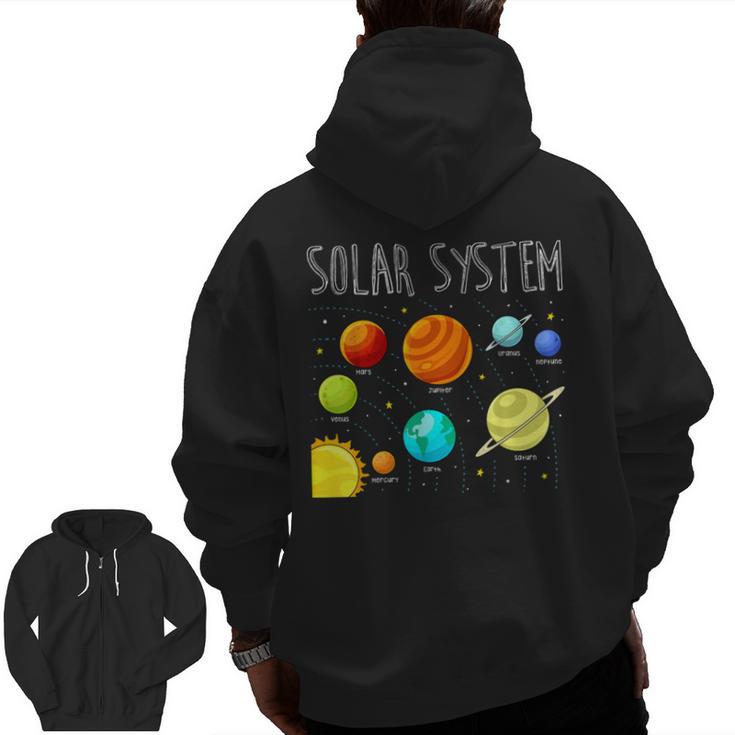 Kids Solar Systems Cute Planets Space Science Teacher School Men Zip Up Hoodie Back Print