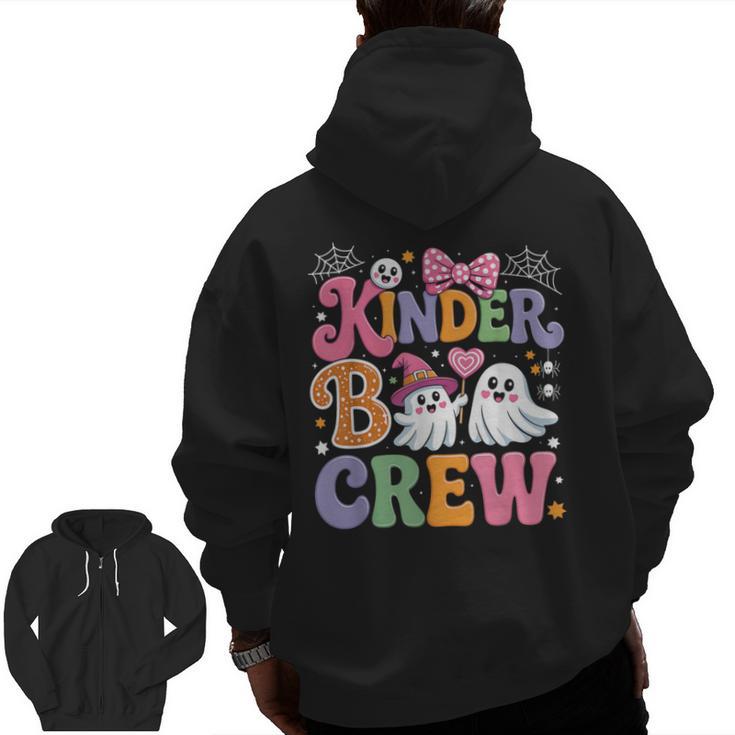 Kinder Boo Crew Kindergarten Teacher Student Halloween Men Zip Up Hoodie Back Print