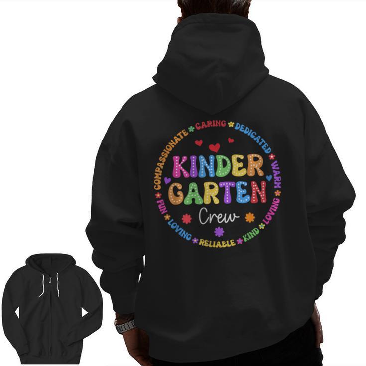 Kindergarten Crew Funy Back To School Teachers Kids Students Men Zip Up Hoodie Back Print