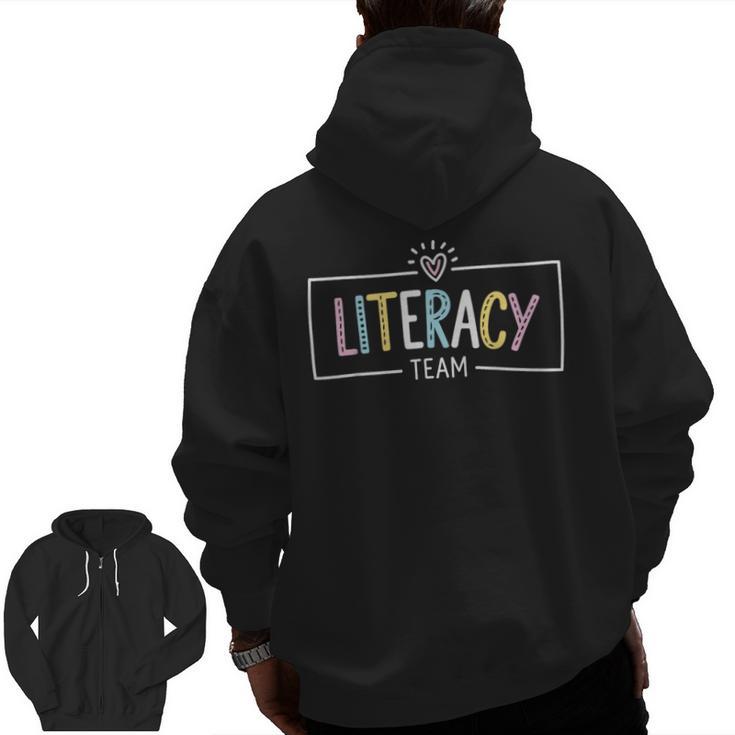 Literacy Team Teacher Men Zip Up Hoodie Back Print