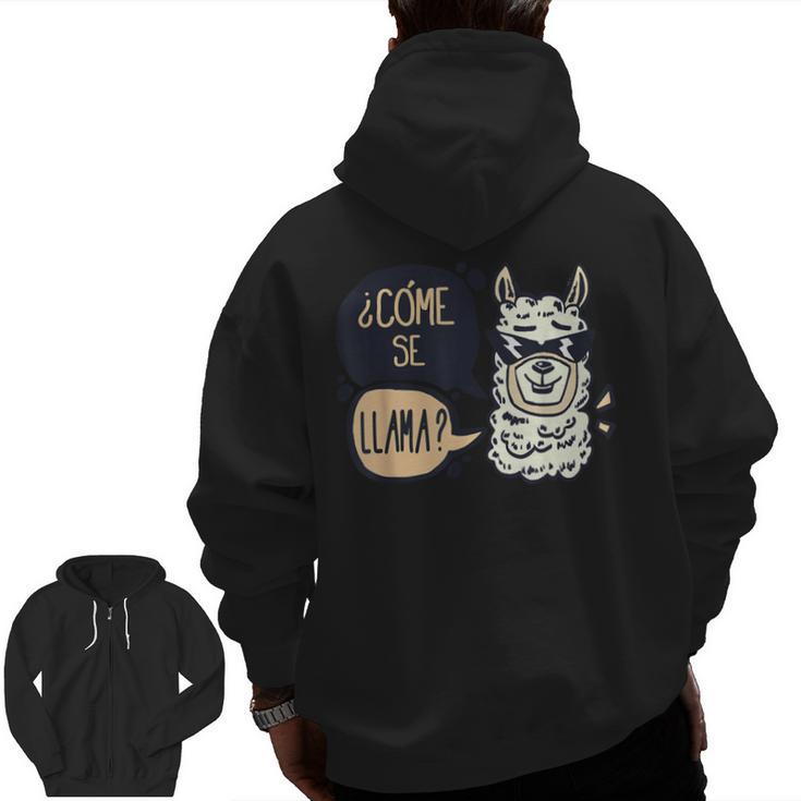 Llama Shirt English Teacher School Student ESL Joke Men Zip Up Hoodie Back Print