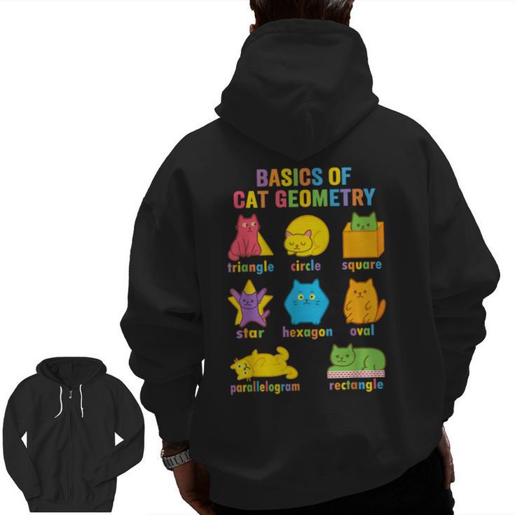 Math Cat Geometry Back To School Mathematics Teacher Men Zip Up Hoodie Back Print