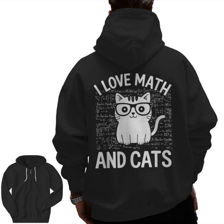 Math And Cats Apparel For Teachers Students Cat Lovers Men Zip Up Hoodie Back Print