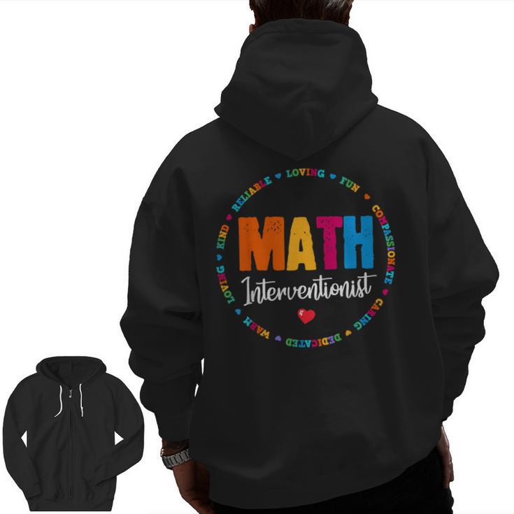 Math Interventionist Teacher Coach Squad Mathematics STEM Men Zip Up Hoodie Back Print