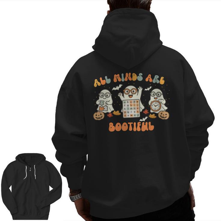 All Minds Are Bootiful Special Education Teacher Halloween Men Zip Up Hoodie Back Print