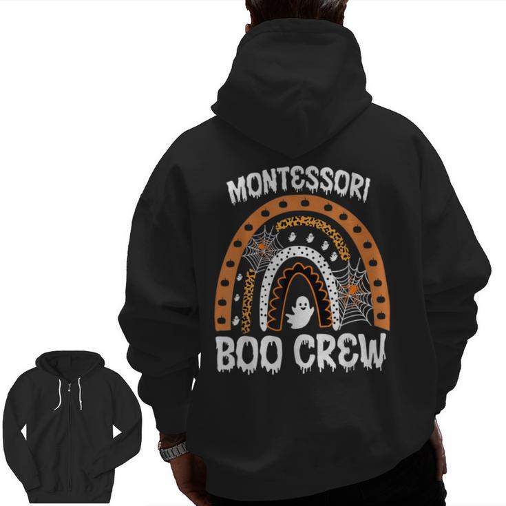 Montessori Teacher Halloween Boo Rainbow Leopard Halloween Men Zip Up Hoodie Back Print