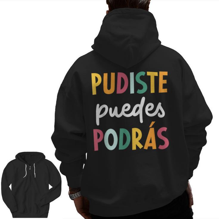 Multilingual Hispanic Heritage Spanish Teacher Maestra Men Zip Up Hoodie Back Print