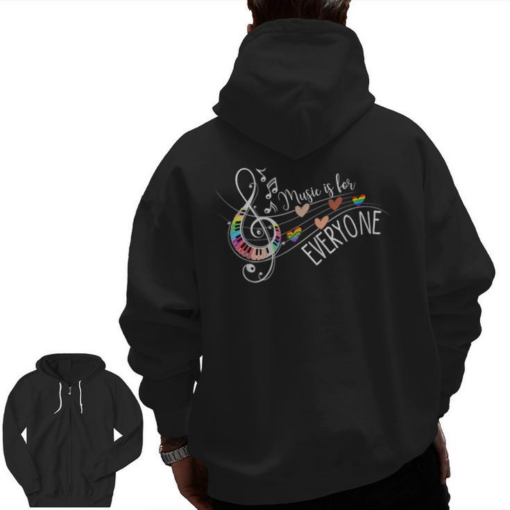 Music Is For Everyone Music Teacher Men Zip Up Hoodie Back Print