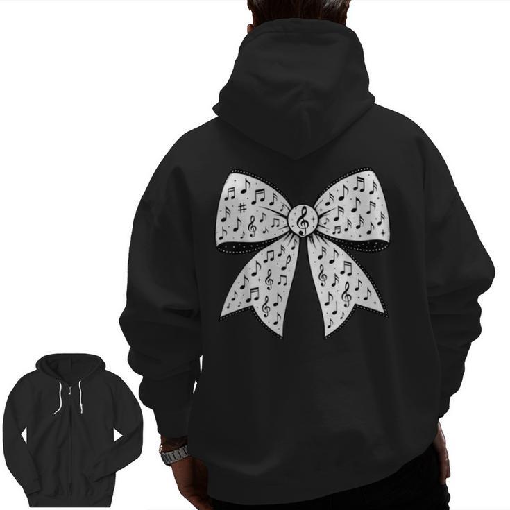 Music Notes Coquette Bow Music Teacher School Musician Band Men Zip Up Hoodie Back Print
