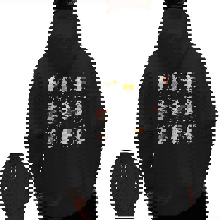 Music Teacher Halloween Music Teacher Education Men Zip Up Hoodie Back Print