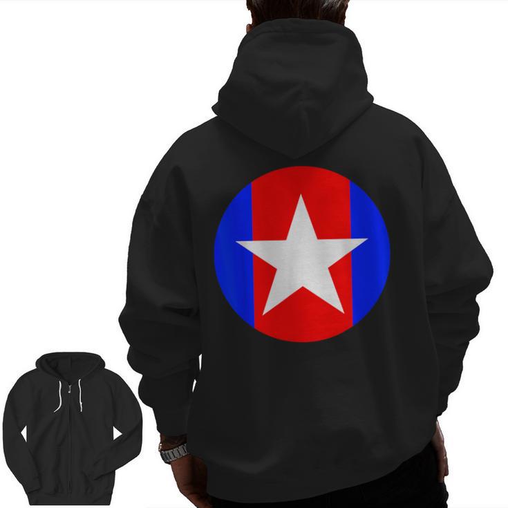Nerdy Captain Sweatpants Retro Comic Book Fan Teacher Men Zip Up Hoodie Back Print