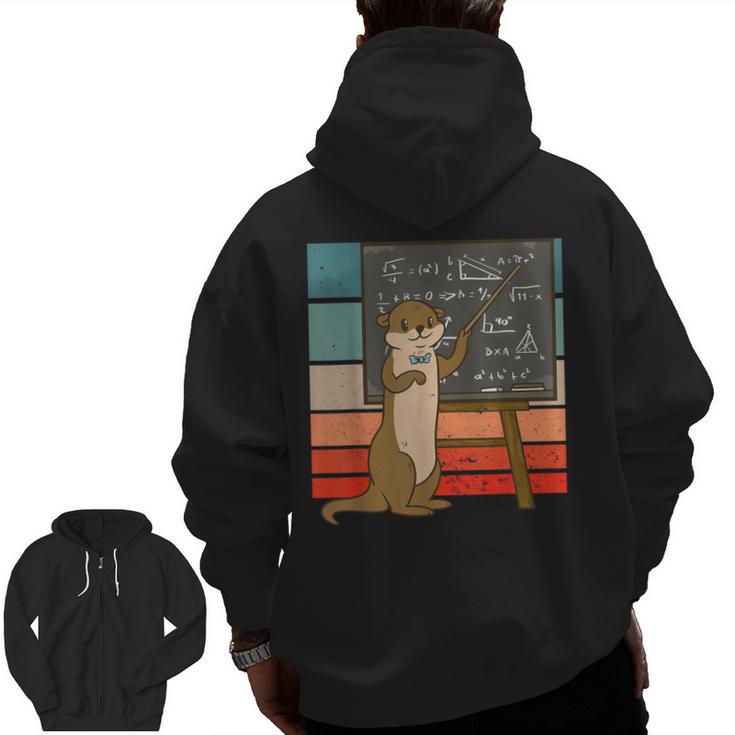 Otter Professor Teacher Teaching Maths Mathematics Men Zip Up Hoodie Back Print