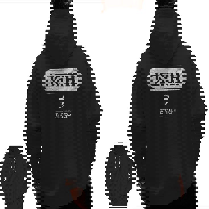 Oxford Comma English Teacher Shirt T-Shirt Men Zip Up Hoodie Back Print