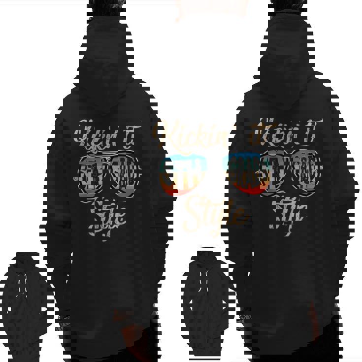 P41l Retro Kickin It 5th Grade Style Teacher Back To School For Men Women Girls Kids Men Zip Up Hoodie Back Print