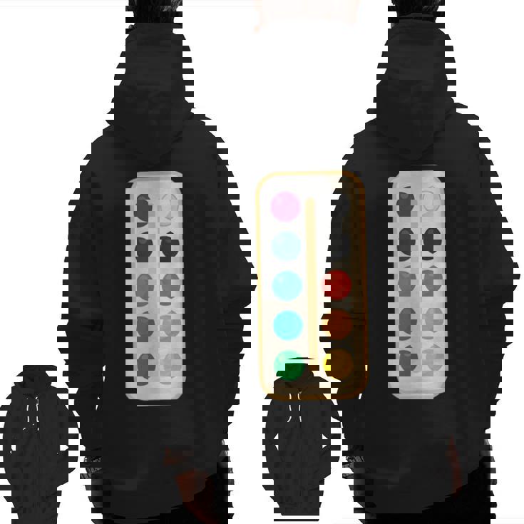 Paint Palette ArtSet Halloween Costume For Teachers Students For Men Women Kids Men Zip Up Hoodie Back Print