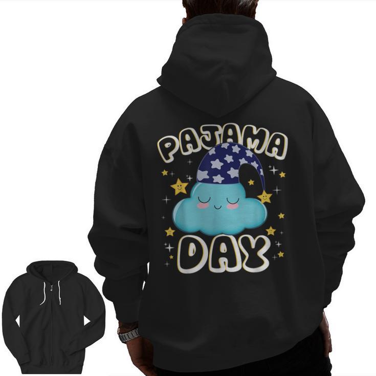 Pajama Day School Spirit Week Fun Cloud Teacher Student Men Zip Up Hoodie Back Print