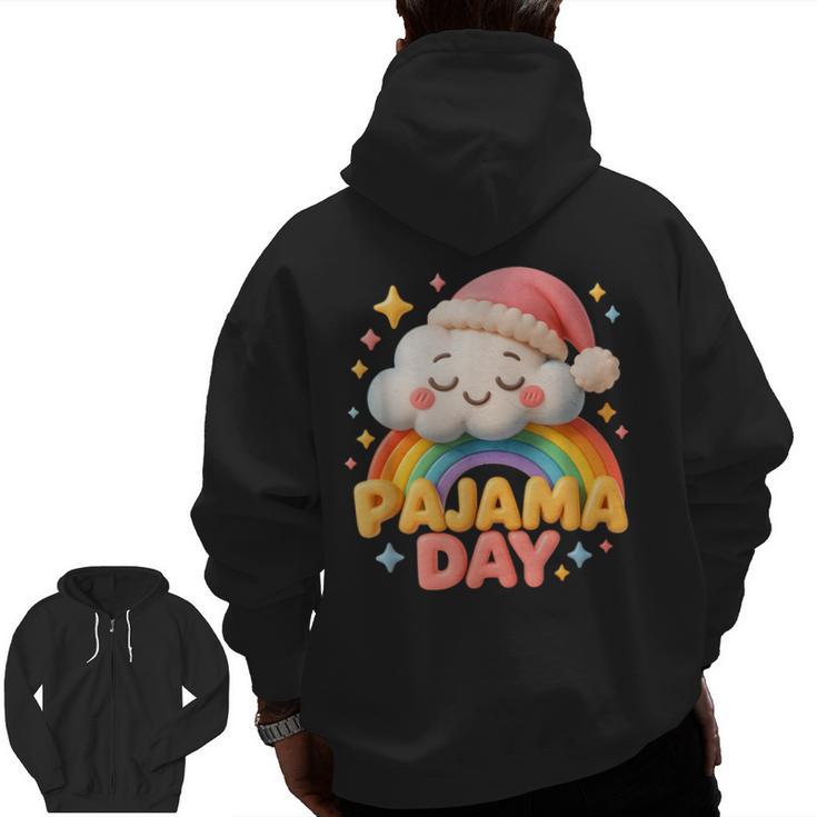 Pajama Day School Spirit Week Sleepy Cloud Teacher Student Men Zip Up Hoodie Back Print