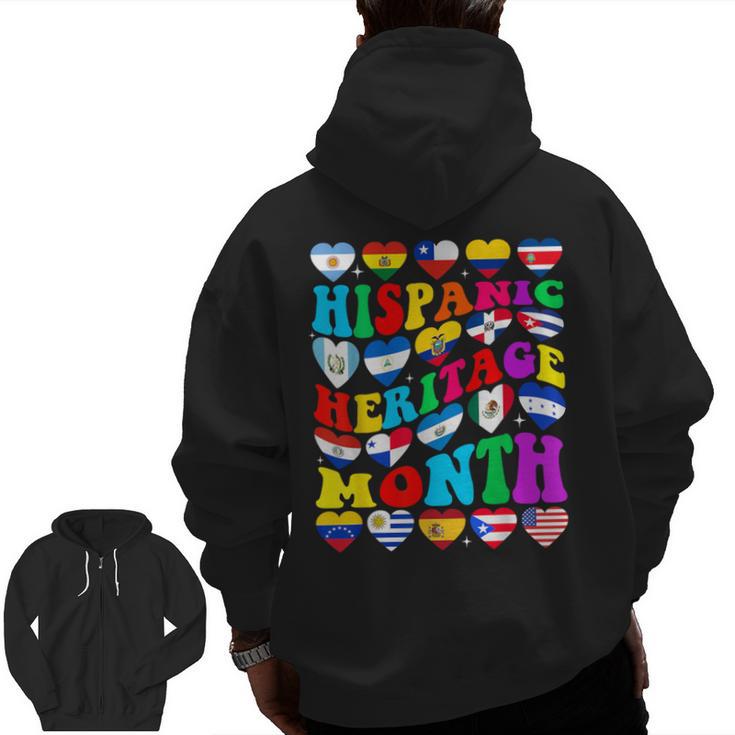 Hispanic Heritage Month 2025 Latino Puerto Rico Teacher Kids Men Zip Up Hoodie Back Print