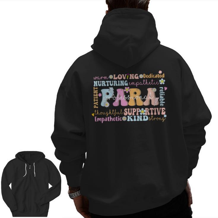 Paraprofessional Back To School Paraeducator Para Teacher Men Zip Up Hoodie Back Print