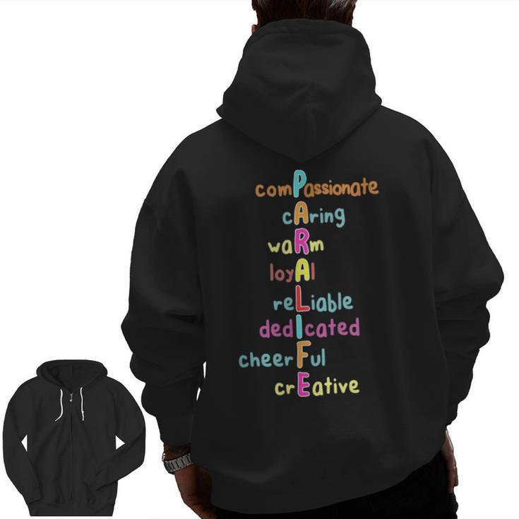 Paraprofessional Teacher Para Sped Ed Parapro Men Zip Up Hoodie Back Print