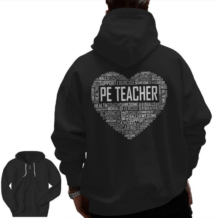 PE Physical Education Teacher PEAppreciation Coach Men Zip Up Hoodie Back Print