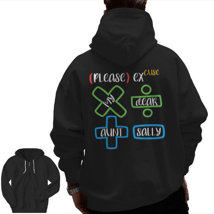 PEMDAS Please Excuse My Dear Aunt Sally Math Teacher Men Zip Up Hoodie Back Print