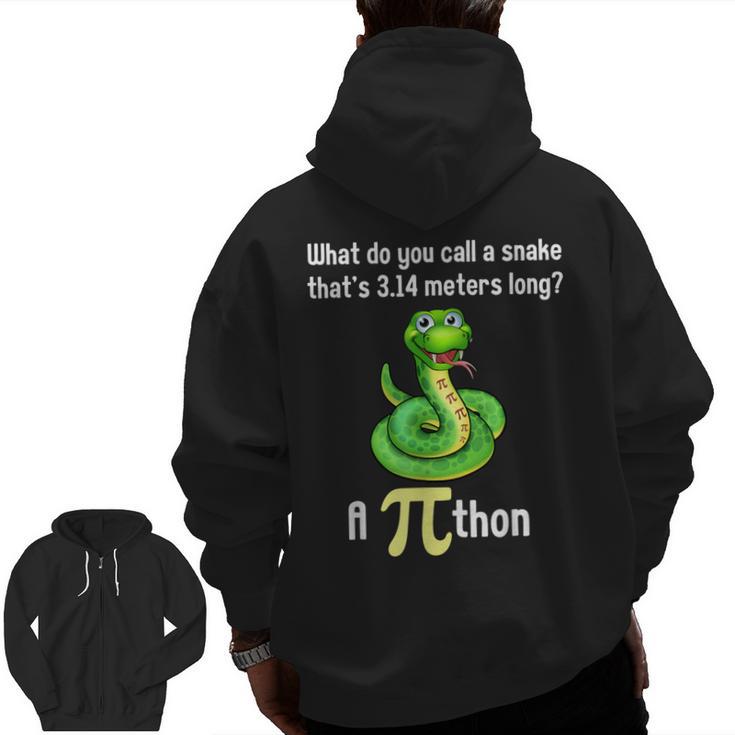 Pi Day Puns Pithon Math Teacher Jokes Women Men Kids Men Zip Up Hoodie Back Print