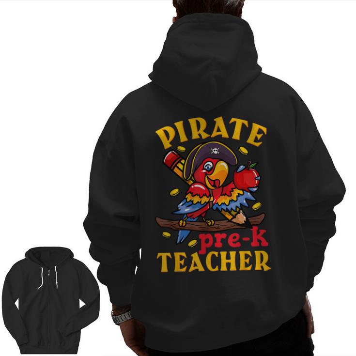 Pirate Pre-K Teacher Preschool Halloween Men Zip Up Hoodie Back Print