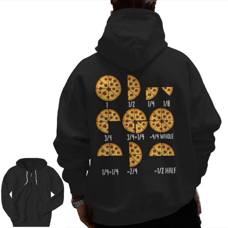 Pizza Slice Fraction Math Teacher Back To School Educational Men Zip Up Hoodie Back Print