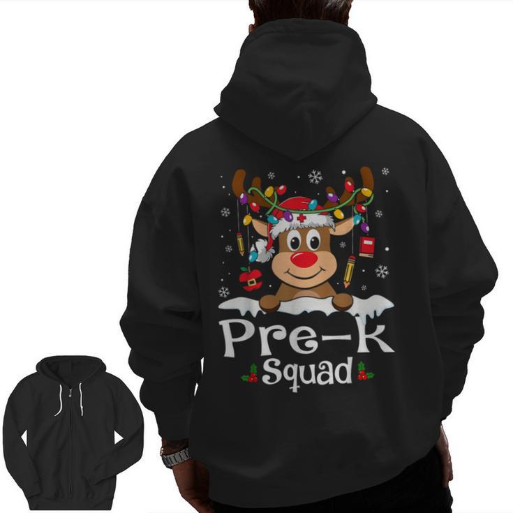 Pre-k Teacher Squad Reindeer Teacher Christmas Men Zip Up Hoodie Back Print