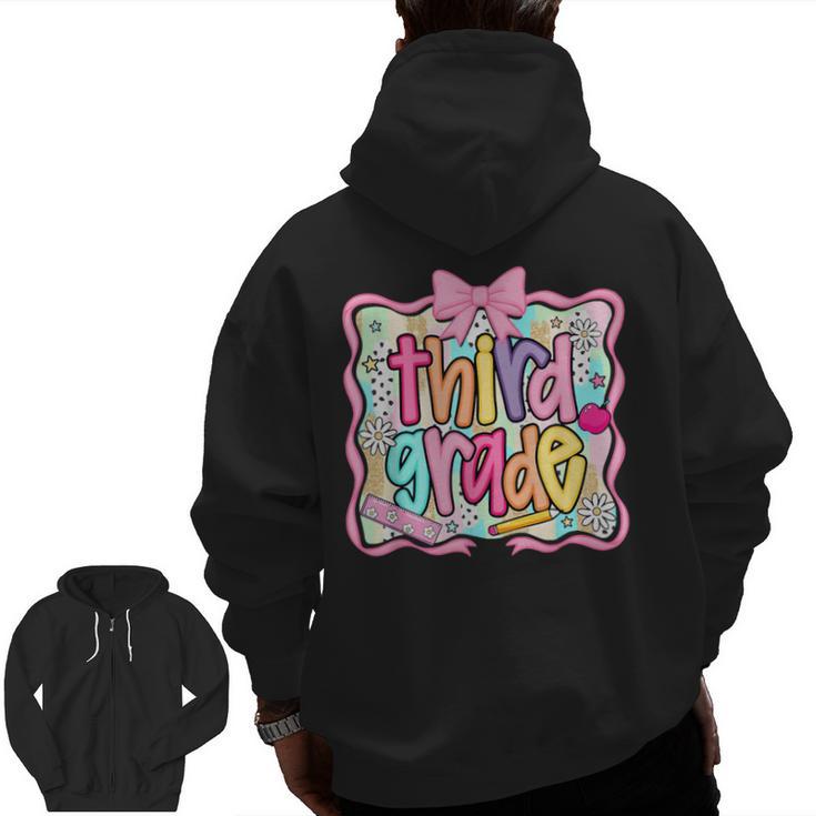 Preppy Third Grade Back To School Teacher Girl Kid Men Zip Up Hoodie Back Print