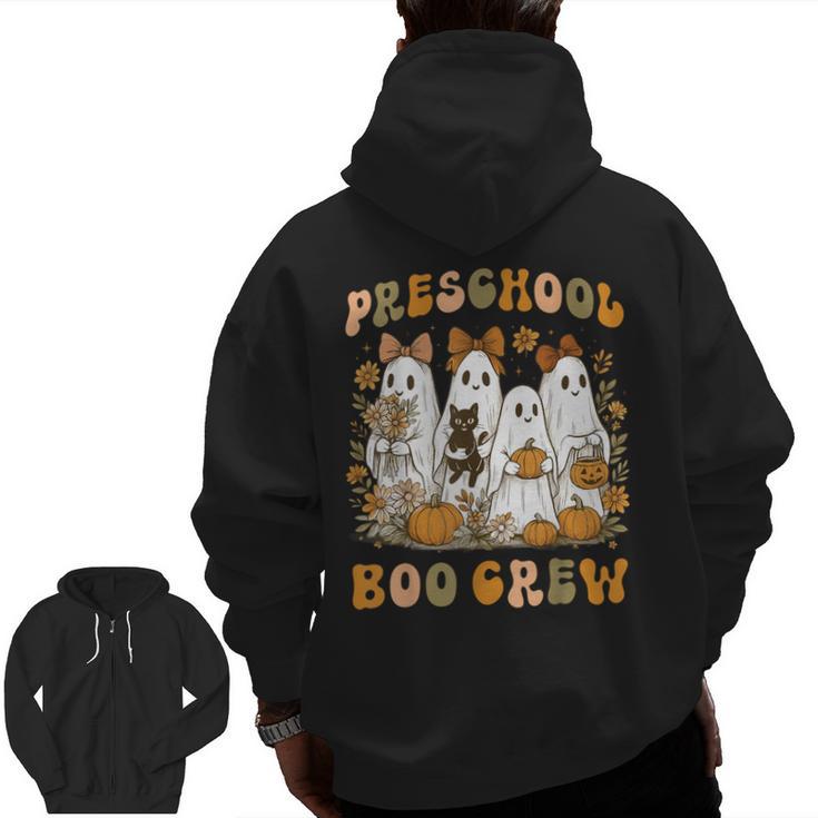 Preschool Boo Crew Halloween Teacher Ghost Costume Matching Men Zip Up Hoodie Back Print