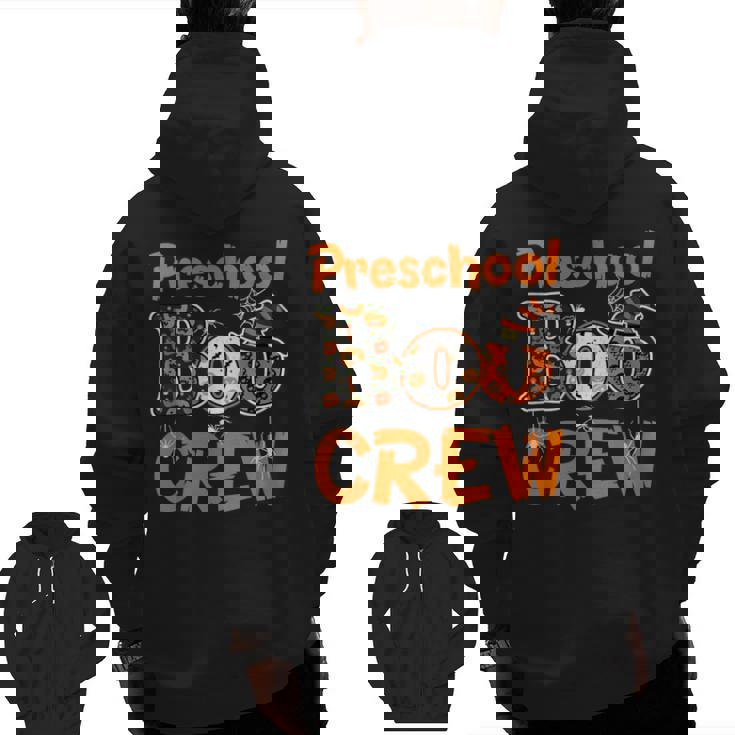 Preschool Boo Crew Halloween Teachers Students Costume Men Zip Up Hoodie Back Print