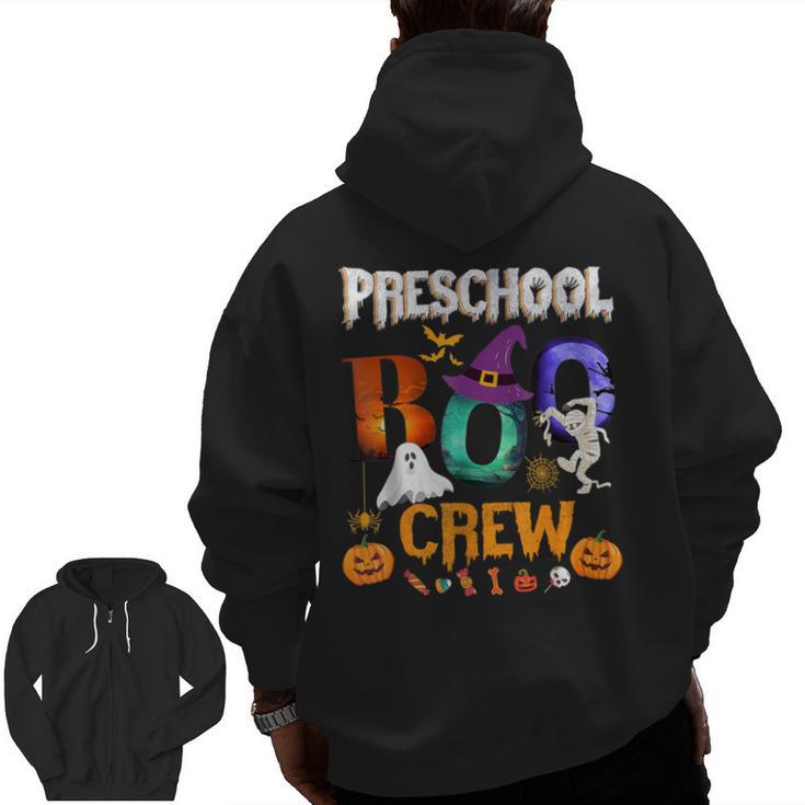 Preschool Boo Crew Teacher Student Halloween Costume Men Women Kids Men Zip Up Hoodie Back Print