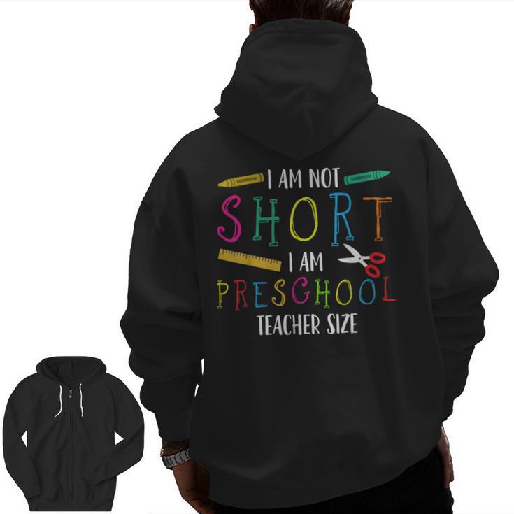 Preschool Teacher Short Pre-K Teacher Men Zip Up Hoodie Back Print
