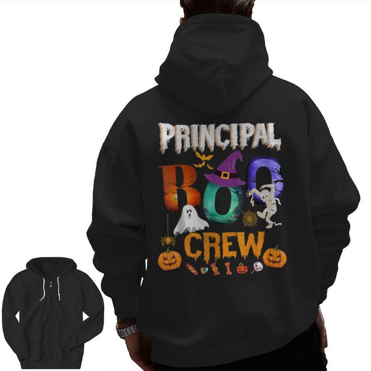 Principal Boo Crew Teacher Student Halloween Costume For Men Women Kids Men Zip Up Hoodie Back Print