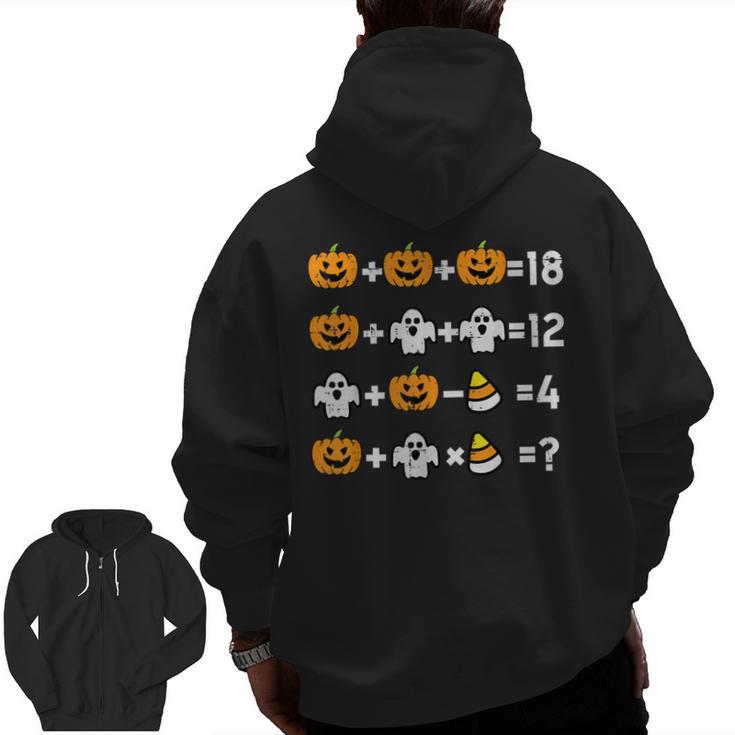 Pumpkin Ghost Equation Math Teacher Halloween Costume Men Zip Up Hoodie Back Print