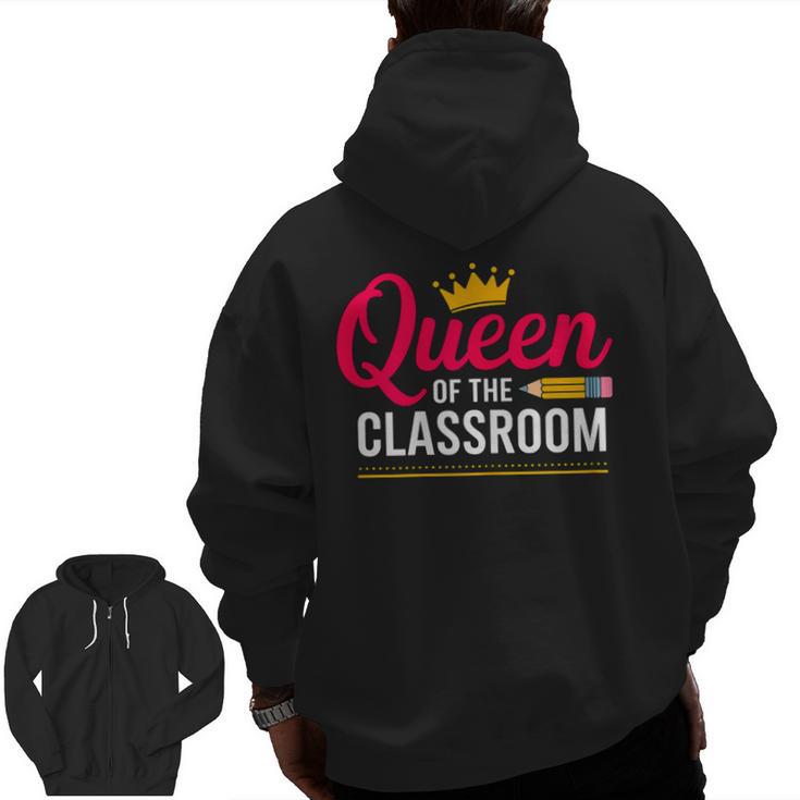 Queen Of The Classroom Teacher Men Zip Up Hoodie Back Print