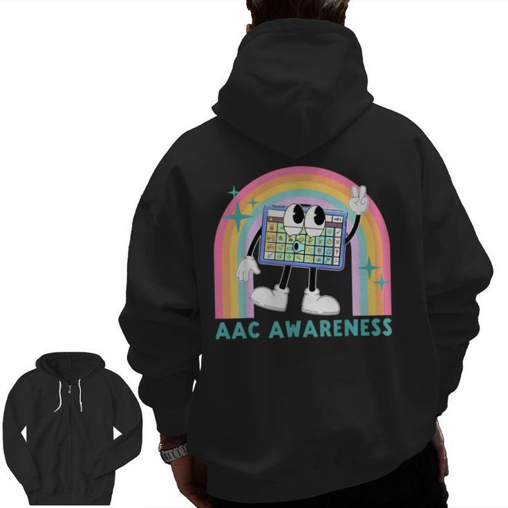 Rainbow AAC Awareness Month SPED Teacher SLP Communication Men Zip Up Hoodie Back Print