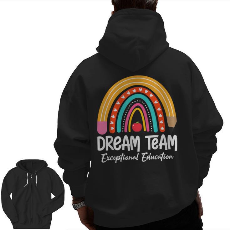 Rainbow Pencil Dream Exceptional Education Team SPED Teacher Men Zip Up Hoodie Back Print