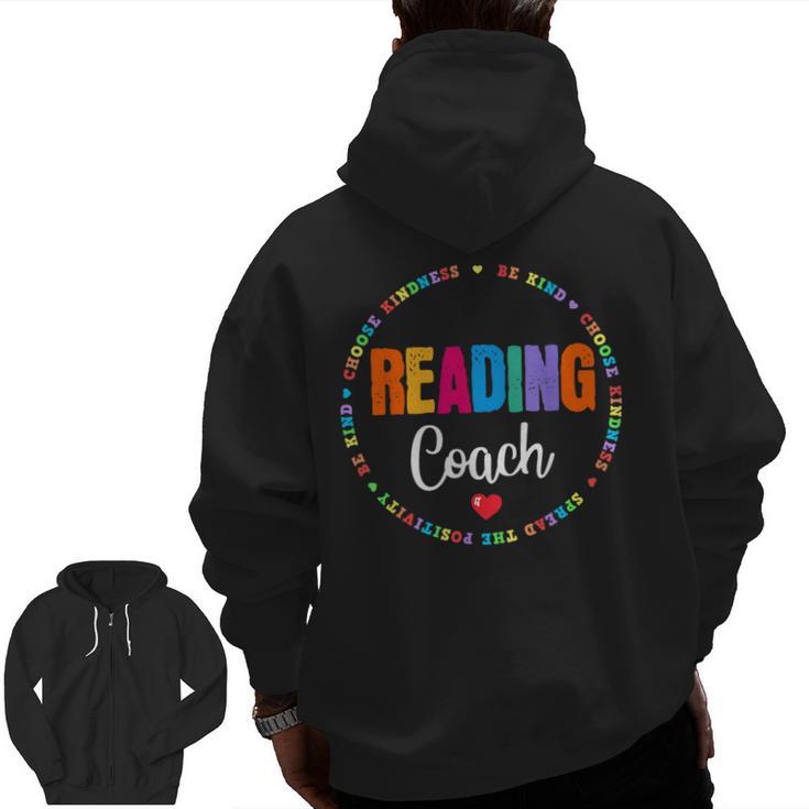 Reading Coach Teacher Interventionist Specialist Literacy Men Zip Up Hoodie Back Print