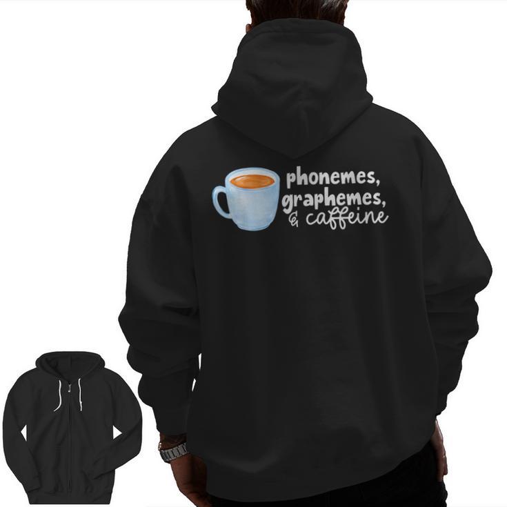 Reading Interventionist Specialist Teacher Phonemes Graphemes And Caffeine Reading Intervention -Adults Classic Fit Short Sleeve Men Zip Up Hoodie Back Print, trending gift Reading Interventionist Specialist Teacher Phonemes Graphemes And Caffeine Reading Intervention -Adults Classic Fit Short Sleeve Men Zip Up Hoodie Back Print, trending gift