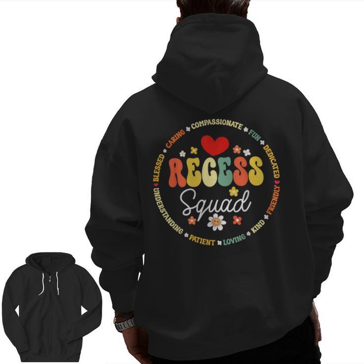 Recess Squad Crew Teachers Students Monitor Back To School Men Zip Up Hoodie Back Print