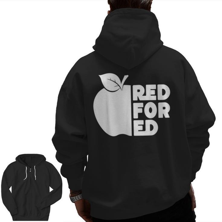 Red For Ed Teacher Support Public Education For Men Women Kids Men Zip Up Hoodie Back Print