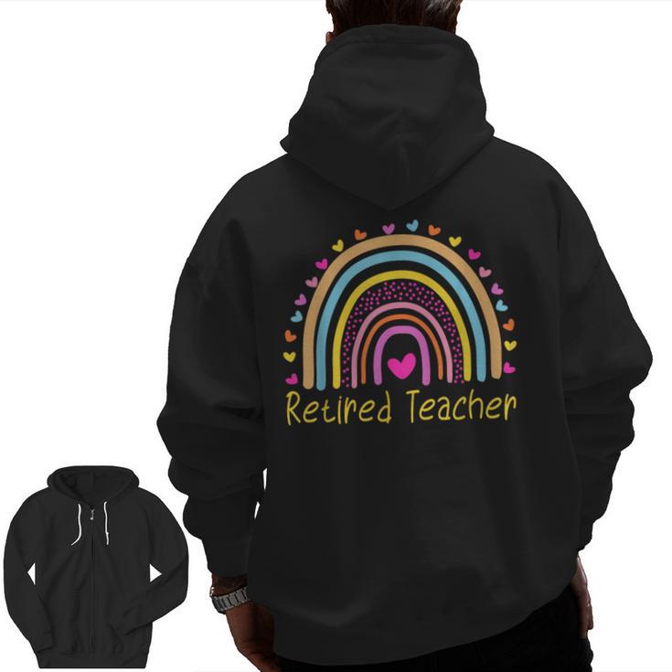 Retired Teacher Rainbow Men Zip Up Hoodie Back Print