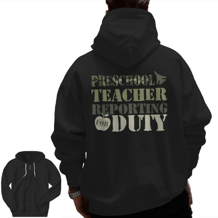 Retro Back To School Women Old Camo Preschool Teacher Men Zip Up Hoodie Back Print, trending gift Retro Back To School Women Old Camo Preschool Teacher Men Zip Up Hoodie Back Print, trending gift