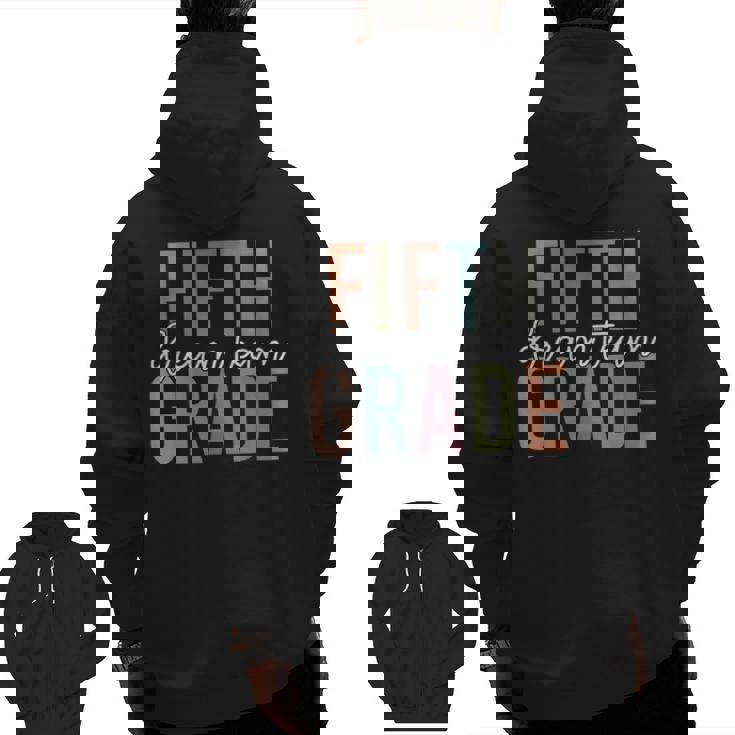 Retro Fifth Grade Dream Team Groovy Teacher Back To School Men Women Girls Kids Men Zip Up Hoodie Back Print