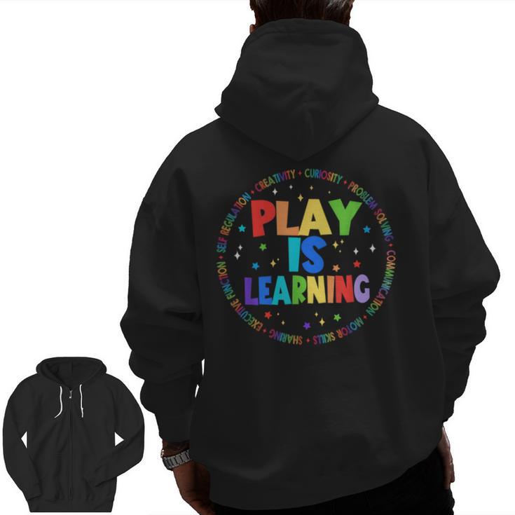 Retro Play Is Learning Teacher Back To School Men Zip Up Hoodie Back Print