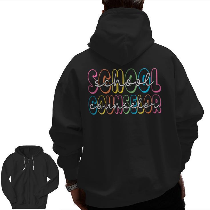 Retro School Counselor Counseling Teacher Appreciation Men Zip Up Hoodie Back Print
