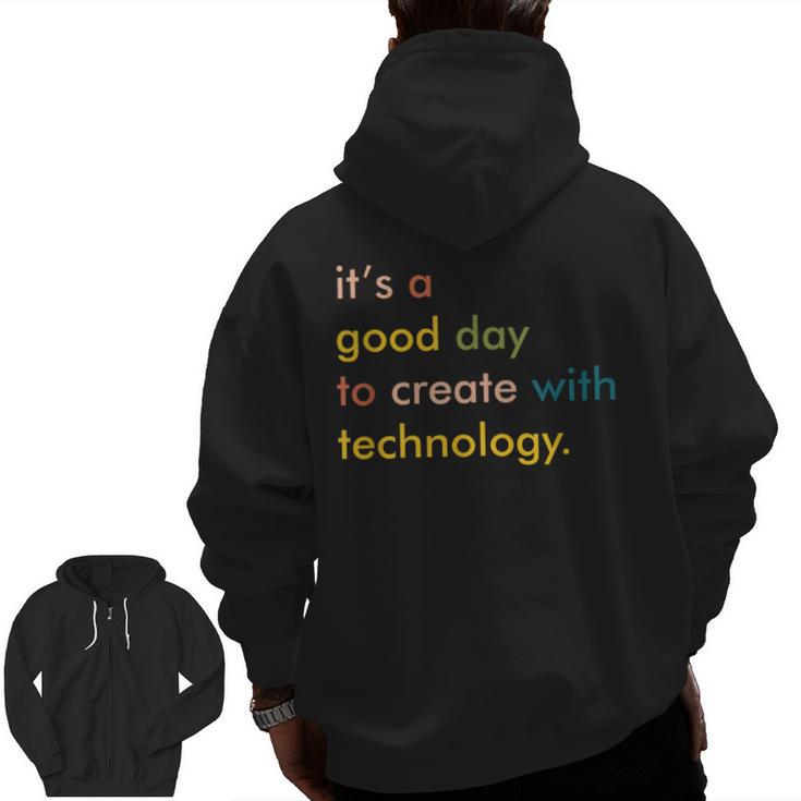 Retro Technology Teacher Shirt Tech Teacher Men Zip Up Hoodie Back Print